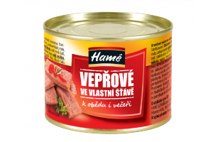 Pork meat in sauce, canned meat 180g HAMÉ (70%)